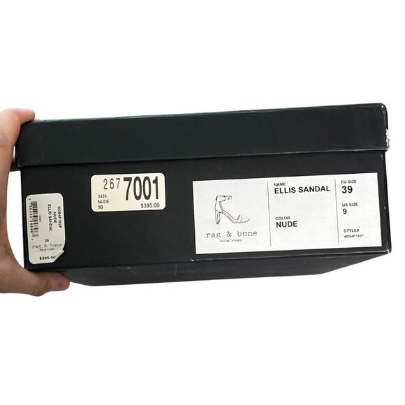 Rag & Bone Ellis Sandal Nude Leather Block Heel Ankle Strap Sandals SZ 39, US 9 - Picture 14 of 14